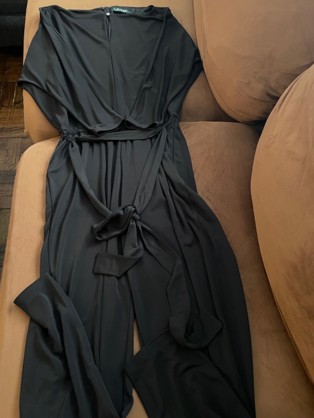 Lauren Ralph Lauren Black Wrap-Front Jumpsuit - Picture 2 of 4